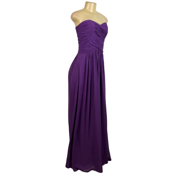 Dessy Womens African Violet Polyester Strapless Formal Gown Full Length Size 4L - Picture 2 of 12